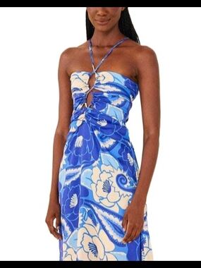 Farm Rio Blue Floral Strappy Midi Dress - Casual Summer Dress
